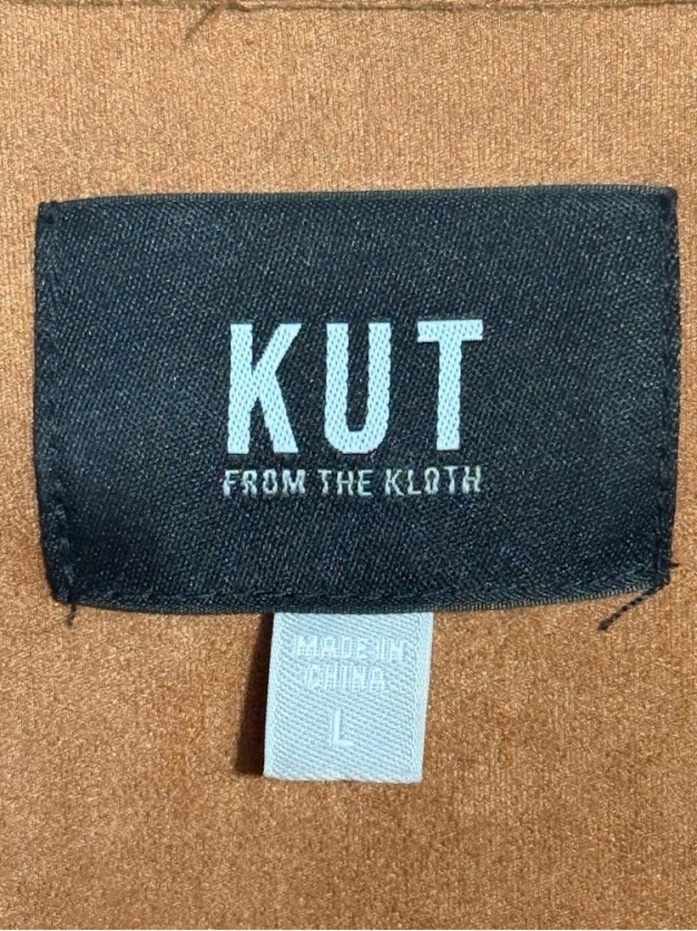 KUT from the Kloth Maddie Faux Suede Trucker Jacket Camel Tan Size Large L - Picture 3 of 5